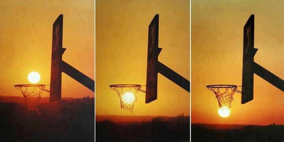 ilusao de otica com sol na tabela de basquete