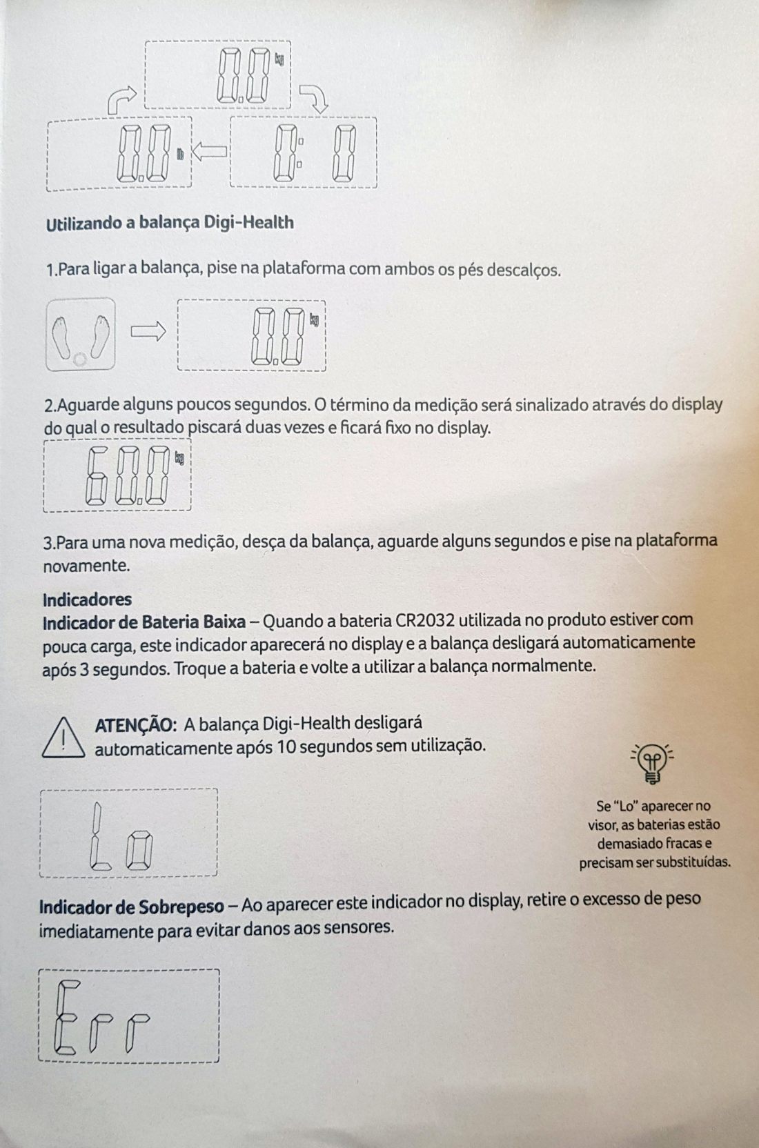 Manual Balanca Digital Digi-Health - Multilaser 