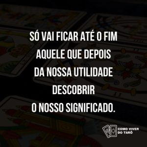 So vai ficar ate o fim aquele que depois da nossa utilidade descobrir o nosso significado